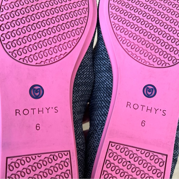 Rothy’s Grey Birdseye Pink Sole Round Toe Flats Sz 6 - Picture 3 of 15